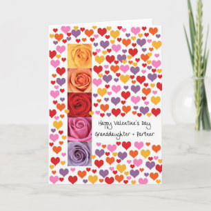 Granddaughter + Partner Colored Valentine's Day Holiday Card