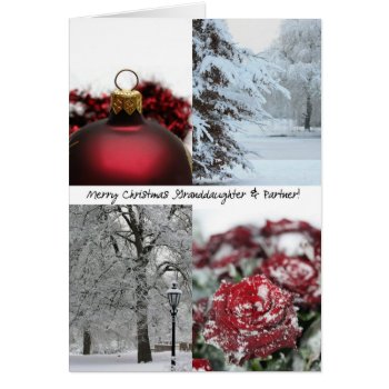 Granddaughter & Partner Merry Christmas! Red Winte by studioportosabbia at Zazzle