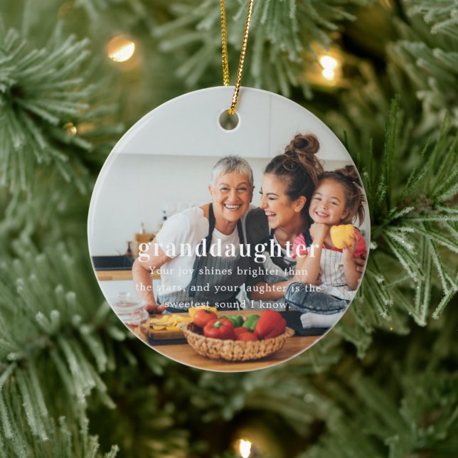Granddaughter | Photo Keepsake Christmas Ceramic Ornament (Tree)