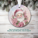 Granddaughter Pink Christmas Rose Bouquet Santa Ornament