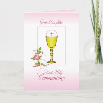 Granddaughter Pink First Holy Communion  Chalice Card by Religious_SandraRose at Zazzle