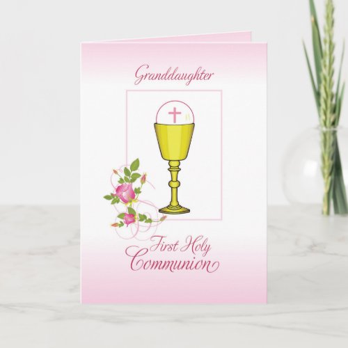 Granddaughter Pink First Holy Communion Chalice Card