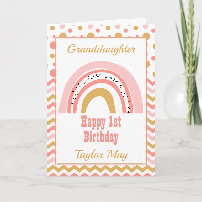 Granddaughter Pink Rainbow Birthday Card (Front)