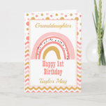 Granddaughter Pink Rainbow Birthday Card<br><div class="desc">A fabulous pink and gold polka dot and chevron rainbow birthday card for your great granddaughter,  goddaughter or other relation.. Soft pink,  salmon and gold make this a very pretty design any little girl will love.</div>