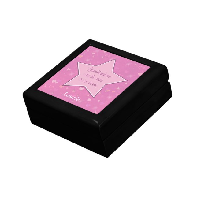 Granddaughter Pink Star Heart Keepsake Box (Side)