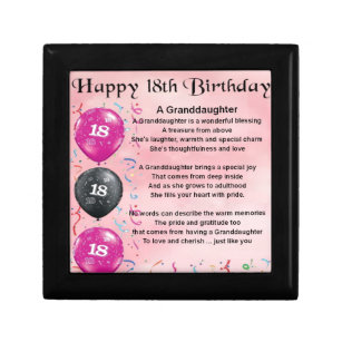 Granddaughter Poem 18th Birthday Jewelry Box