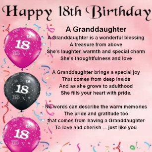 Granddaughter Poem 18th Birthday Jewelry Box