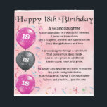 Granddaughter Poem - 18th Birthday Notepad<br><div class="desc">A great gift for a special granddaughter on her 18th Birthday</div>