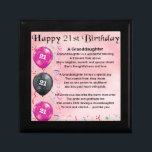 Granddaughter Poem - 21st Birthday Jewelry Box<br><div class="desc">A great gift for a special granddaughter on her 21st birthday</div>