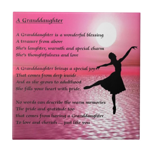 Granddaughter Poem - ballerina Ceramic Tile (Front)
