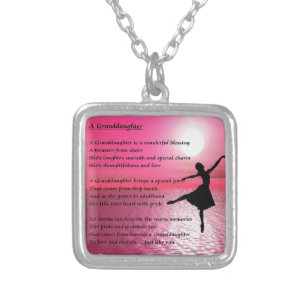 Granddaughter Poem - ballerina Silver Plated Necklace