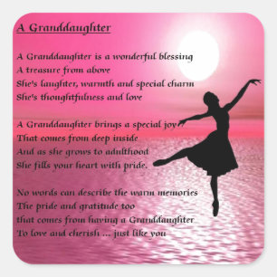Granddaughter Poem - ballerina Square Sticker