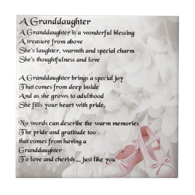 Granddaughter Poem - Ballet Shoes Design Ceramic Tile (Front)