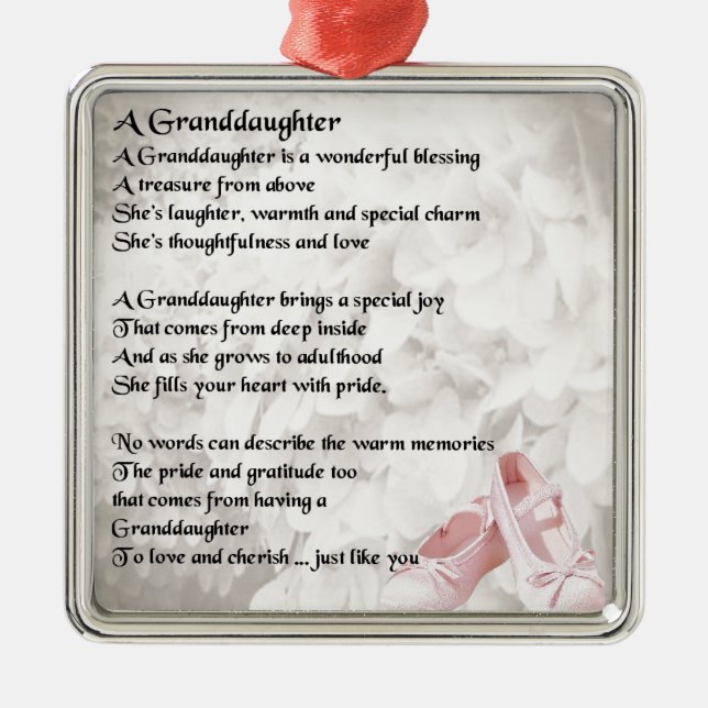 Granddaughter Poem - Ballet Shoes Design Metal Ornament (Front)