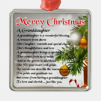 Granddaughter Poem - Christmas Design Metal Ornament