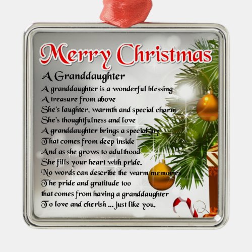 Granddaughter Poem _ Christmas Design Metal Ornament