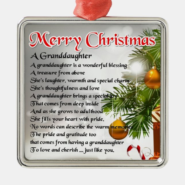 Granddaughter Poem - Christmas Design Metal Ornament (Front)