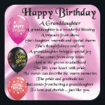 Granddaughter Poem - Happy Birthday Design Square Sticker<br><div class="desc">A great gift for a special granddaughter on her birthday</div>