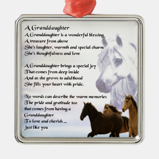Granddaughter Poem - Horses Design Metal Ornament (Front)