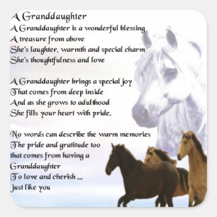 Granddaughter Poem - Horses Design Square Sticker
