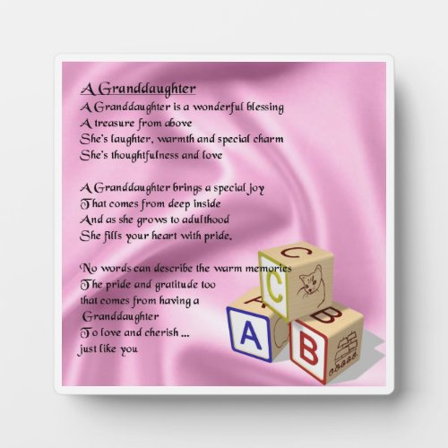 Granddaughter Poem Plaque _ Baby Blocks Design