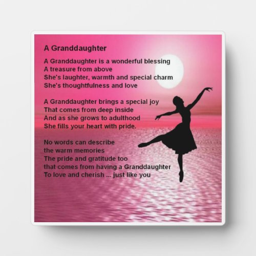 Granddaughter Poem Plaque _ Ballerina  Design