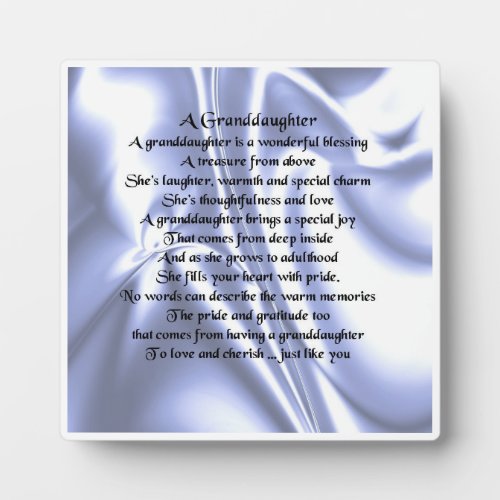 Granddaughter Poem Plaque _ Blue  Silk  Design