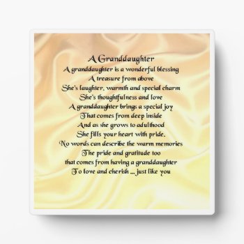 Granddaughter Poem Plaque - Cream Silk  Design by Lastminutehero at Zazzle