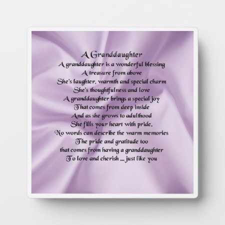 Granddaughter Poem Plaque - Lilac Silk  Design