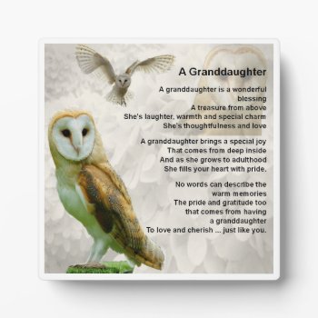 Granddaughter Poem Plaque - Owl  Design by Lastminutehero at Zazzle