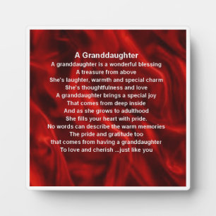 Granddaughter Poem Plaque  -  Red  Silk Design