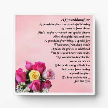 Granddaughter Poem Plaque  -   Roses Design by Lastminutehero at Zazzle