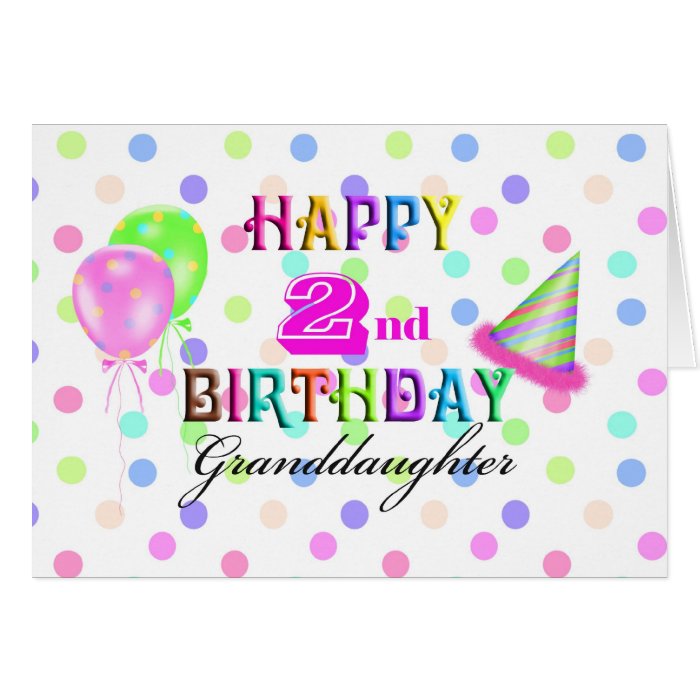 Granddaughter Polkadot 2nd Birthday Greeting Card