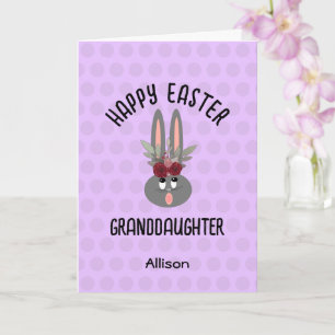 Granddaughter Purple Easter Bunny Personalized Card