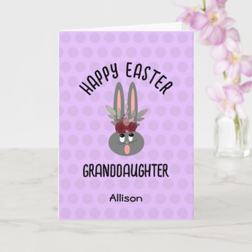 Granddaughter Purple Easter Bunny Personalized Card