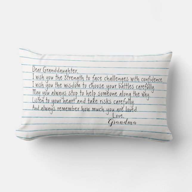 Granddaughter  Quote On Notebook Paper Lumbar Pillow (Front)