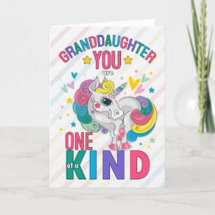 Granddaughter Rainbow Unicorn Valentine Holiday Card