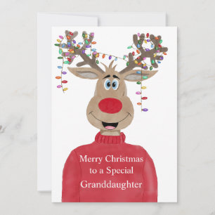 Granddaughter Reindeer Christmas Customizable  Holiday Card