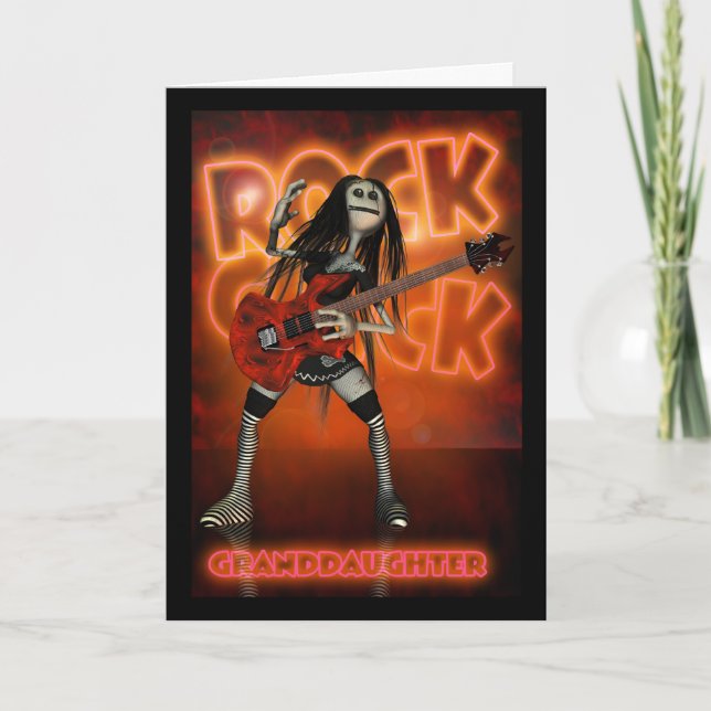 Granddaughter Rock Chick Birthday Card Moonies rag (Front)