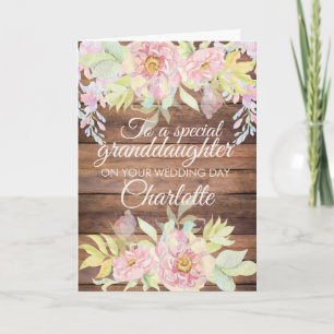 Granddaughter Rustic Wedding Congratulations Card