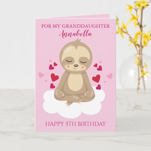 Granddaughter Sloth Birthday Card
