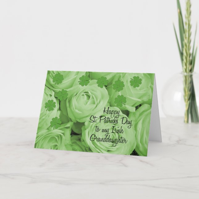 granddaughter  St. Patrick's Irish roses Card (Front)