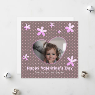 Granddaughter Stars Flowers Valentine's Day Photo Holiday Card