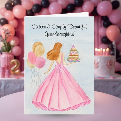 Granddaughter Sweet 16 Birthday Cake Elegant Girl 