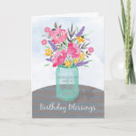 Granddaughter Sweet 16th Birthday Blessings Jar Card<br><div class="desc">Your granddaughter will love her sweet 16th birthday with this mason jar vase filled with flowers. All done in a painterly watercolor style for a sweet card as you send blessings her way on her birthday!</div>