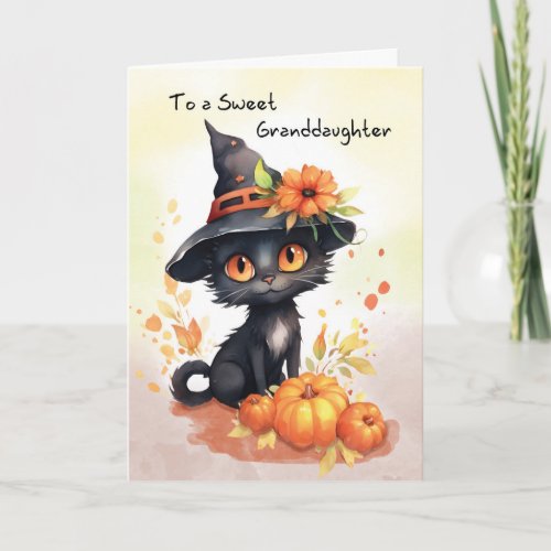 Granddaughter Sweet Halloween Cat Card