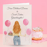 Granddaughter Sweet Sixteen Girl Jeans Celebrating Card<br><div class="desc">This Sweet Sixteen birthday card celebrates a once-in-a-lifetime moment with a hand-painted watercolor and pen illustration of a confident teen in denim,  holding a chocolate birthday cake and a balloon. Modern,  upbeat,  and full of personality,  it’s a memorable way to mark your granddaughter's sixteenth birthday.</div>