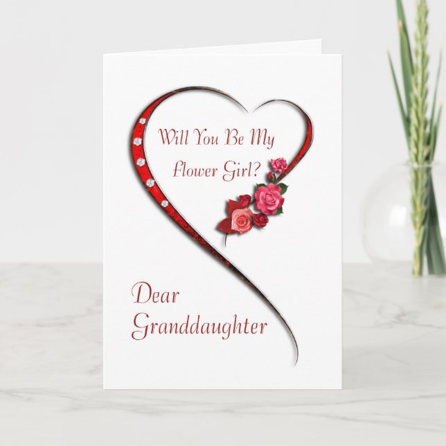 Granddaughter, Swirling heart Flower Girl invite (Front)