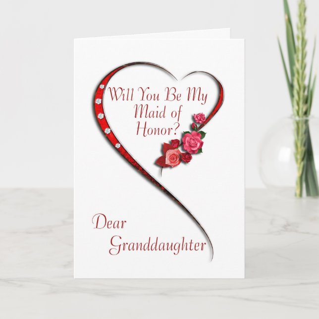 Granddaughter, Swirling heart Maid of Honor invite (Front)
