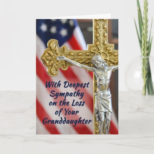 Granddaughter, Sympathy Religious Military Card (Front)